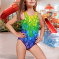 thumbnail image 2 of Uorisanigo Girls One Piece Swimsuits Colorful Heart Crossback Straps Bathing Suit Swimwear Sleeveless Swim Suit Pool Party, Size 9-10, 2 of 7