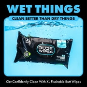 DUDE Wipes Flushable Wipes, XL On-The-Go Wet Wipes, Unscented, 30 Count