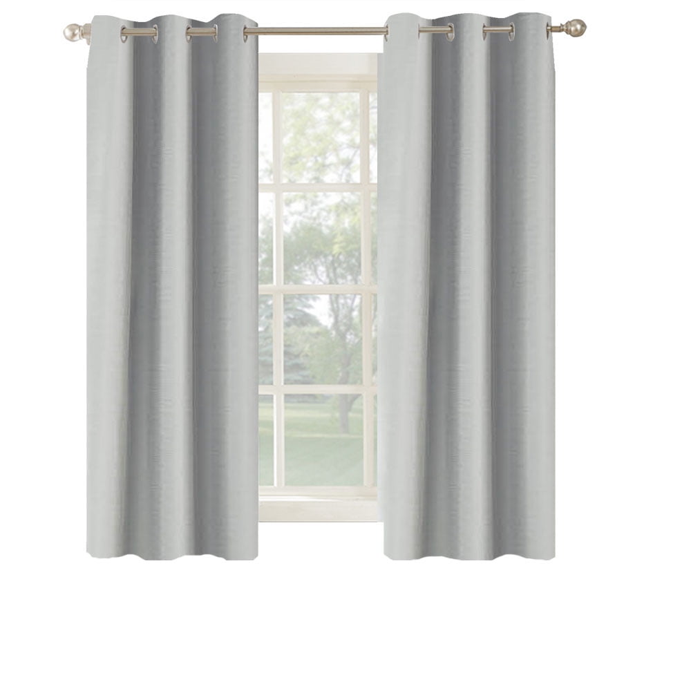 Mainstays Olan Silver Blackout Curtain Panel Pair, 2-Pack, Grommet Top, Textured Solid, 37" x 63", Room Darkening Drapes for Bedroom