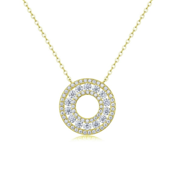 CKT Pendant White Moissanite Necklace 1 Carat S925, Silver Plated 18k Yellow Gold