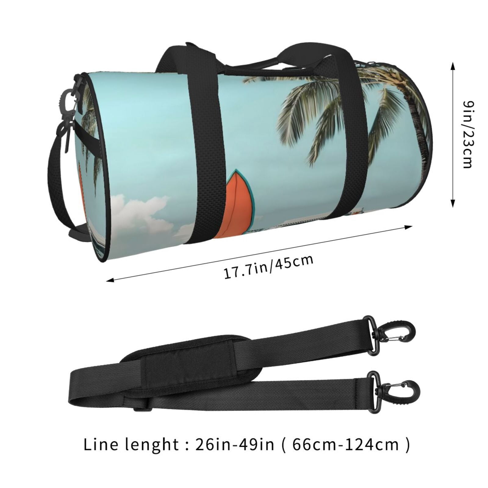 Vsdgher Vintage Surf Van Beach 45L Foldable Duffel Bag, Sports Gym Bag,Overnight Bag, Portable Weekender Bag for Airplanes
