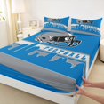 thumbnail image 3 of Homewish Boys Ball Lover Twin Sheet Sets,Rugby Football Sport Twin Fitted Sheet,Blue Gray White Flat Sheet For Teens,Ultra Soft Home Decor,3-Piece, 3 of 7
