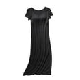 thumbnail image 3 of Feancey Modal Nightgown for Women Soft Comfy Nightshirts Padded Casual Short Sleeve Sleep Dress Solid Color Casual Night Dresses Clearance Sales Today Black L, 3 of 7