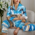 thumbnail image 6 of Rocae Greek Island Windmills Painting for Pajamas for Women Set Lounge Sets Women's Long-Sleeved Pj Set -Large, 6 of 7