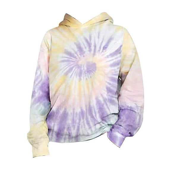Kids Hoodies for Boys Girls Tie Dye 3D Printed Hooded Pullover Sweatshirt for Autumn Springs 7-8 Years Purple