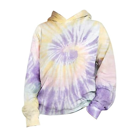 

Girls Sweatshirts Sweatshirts For Girls 10-12 Little Kids Tie Dye Hoodie Sweatshirt For Boys Girls Hooded Kangaroo Pocket Pullover Hoodies 3-4 Years Purple