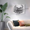 thumbnail image 2 of Daiia Monochrome Deer Floral Print Canvas Decorative Picture – 30x40in Artistic Wall Art, Ready-to-Hang Canvas Print for Living Room（Horizontal）, 2 of 6