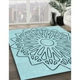 thumbnail image 3 of Ahgly Tapis Rond Lavable en Machine Intérieur Transitionnel Vert Écume de Mer, 3 Pieds Rond, 3 of 7