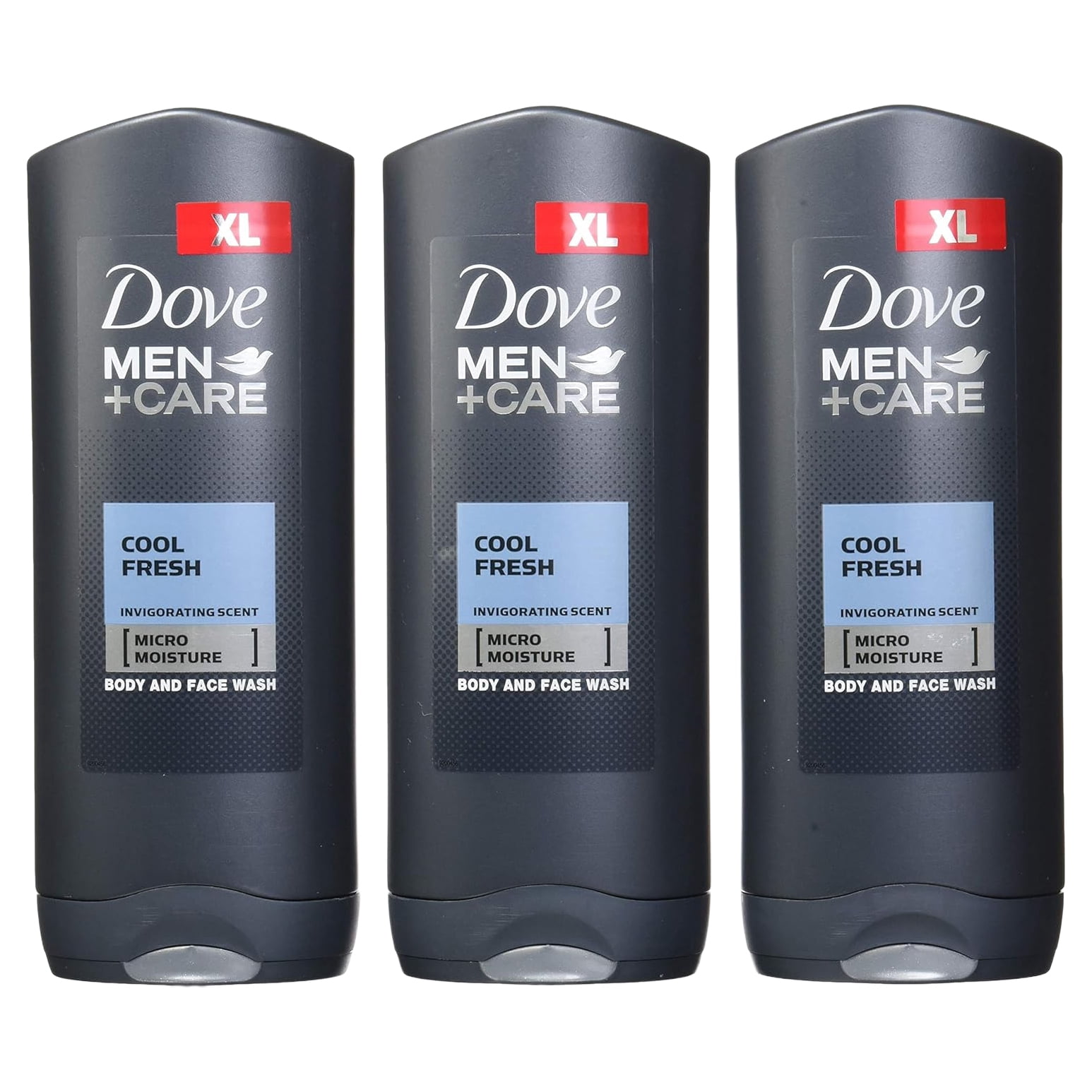 dove men care, body 	& face wash, cool fresh, pack of 3, (13.52 fl. oz/400 ml each)