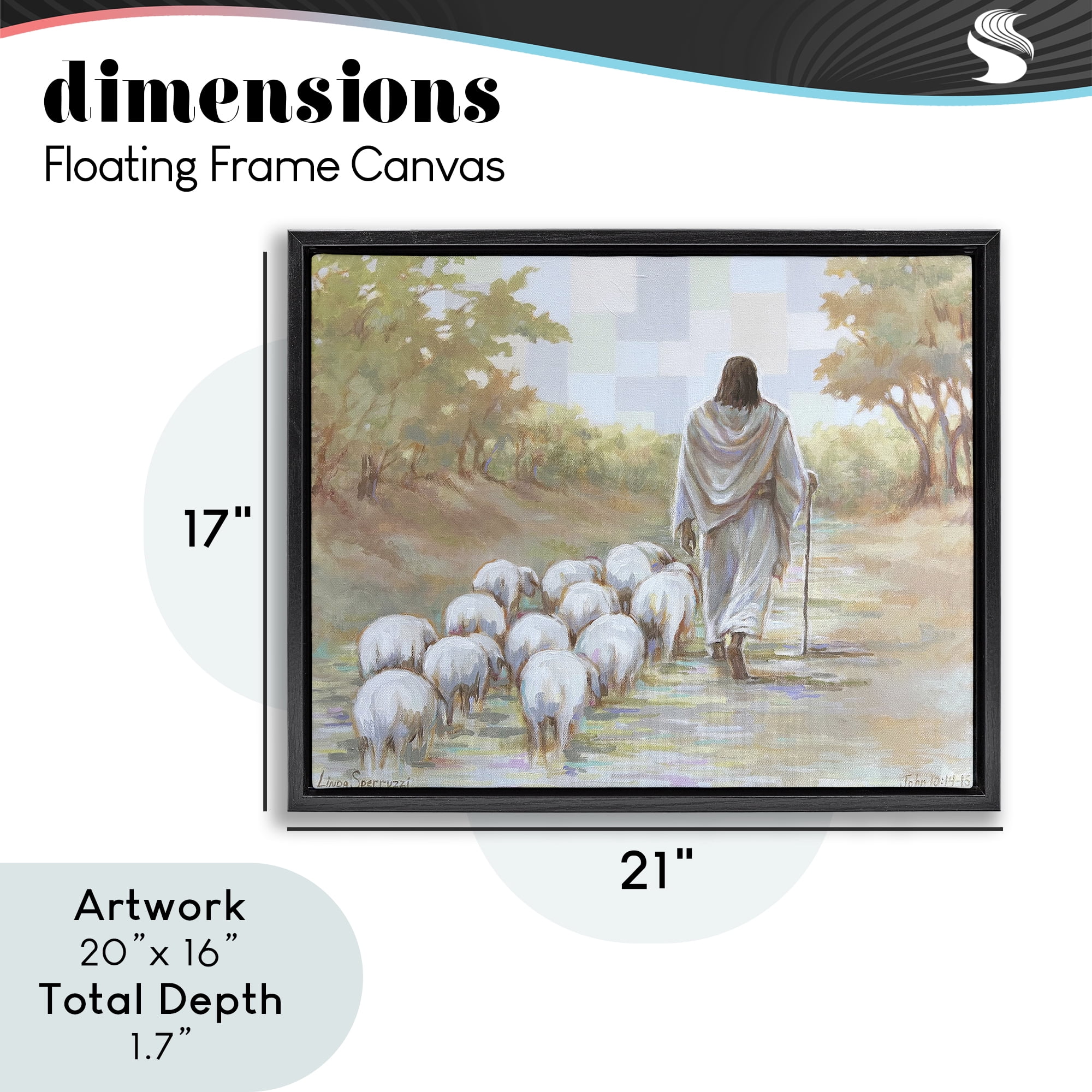 Stupell Industries Lead On Good Shepherd Black Framed Floater Canvas Wall Art, design by Linda Sperruzzi