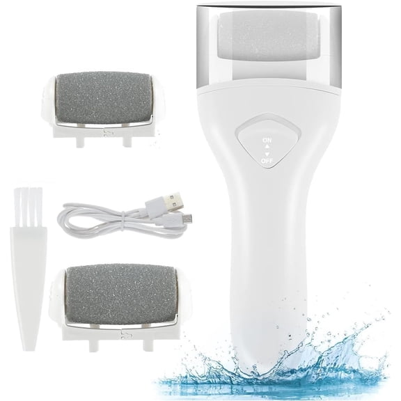 PeakTrend Electric Foot File Grinder Dead Dry Skin Callus Remover Rechargeable Feet Pedicure Tool Foot Care Tools for Hard Cracked Clean with 2 Grinding Heads