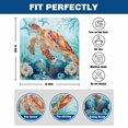 thumbnail image 6 of Sea Turtle Chair Covers Set of 1 Teal Watercolor Starfish Coral Coastal Ocean Chair Back Covers Stretch Removable Washable Slipcovers Protector for Dining Room Kitchen Party Decor, 6 of 9