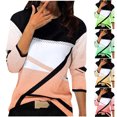 thumbnail image 3 of Women Fall Long Sleeve Tops Ladies Geometric Color Block Crewneck Tunic Tees Casual Dressy Blouses, 3 of 3