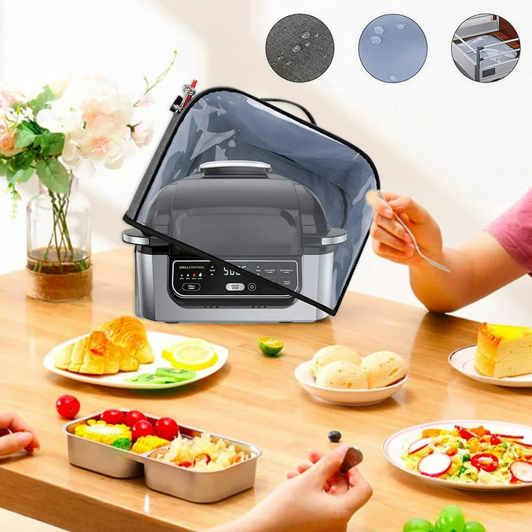 Retrok Dust Cover Compatible with Ninja Foodi Grill Ag301 Ag302 AG400 Air Fryer Cover with Storage Pockets Waterproof Clear Front Panel Household