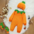 thumbnail image 4 of Bjutir Baby Girl Halloween Outfit Pumpkin Letter Print Romper Long Sleeve Crew Neck Cute Warm Fall Winter Halloween Baby Onesies Size 18-24 Months Orange, 4 of 6