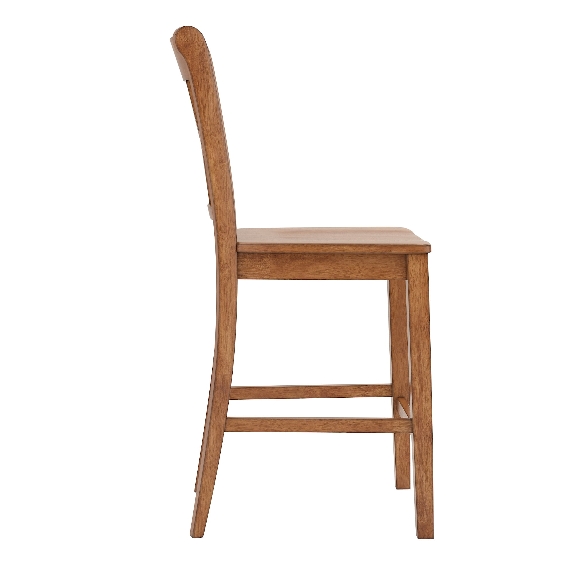 Weston Home Farmhouse Vintage Double X Solid Wood Counter Height Chair, Set of 2, Oak