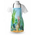 thumbnail image 4 of Graphic Beach Apron, Cartoon Composition of Underwater Botany with Sea Plants and Rocks, Unisex Kitchen Bib with Adjustable Neck for Cooking Gardening, Adult Size, Pale Blue Multicolor, by Ambesonne, 4 of 4
