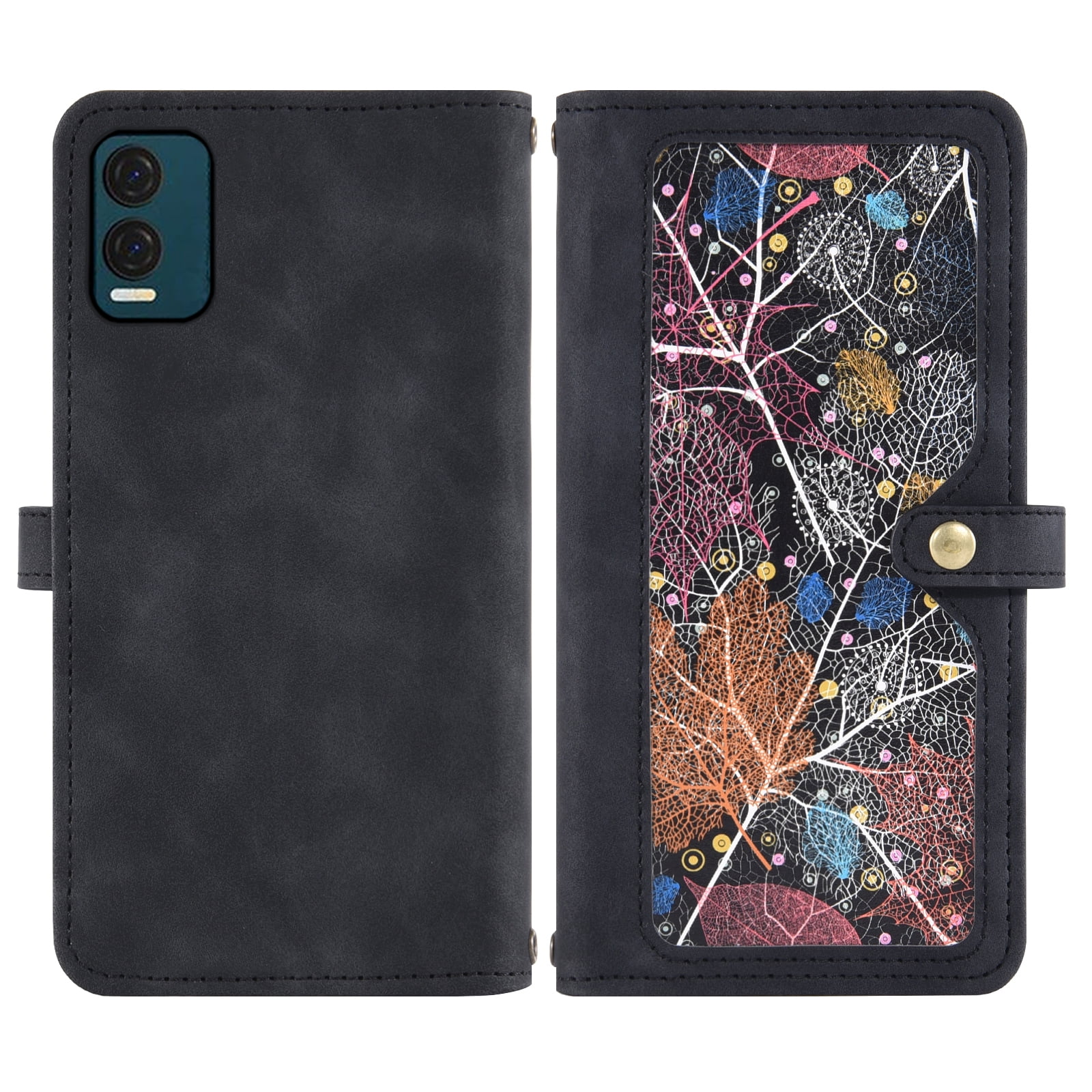 Asuwish Phone Case for Tracfone BLU View Speed 5G Wallet Cover With Tempered Glass Screen Protector Crossbody Wrist Strap Flip Pattern Zipper Credit Card Holder Cell BLUE ViewSpeed B1550VL Men Black