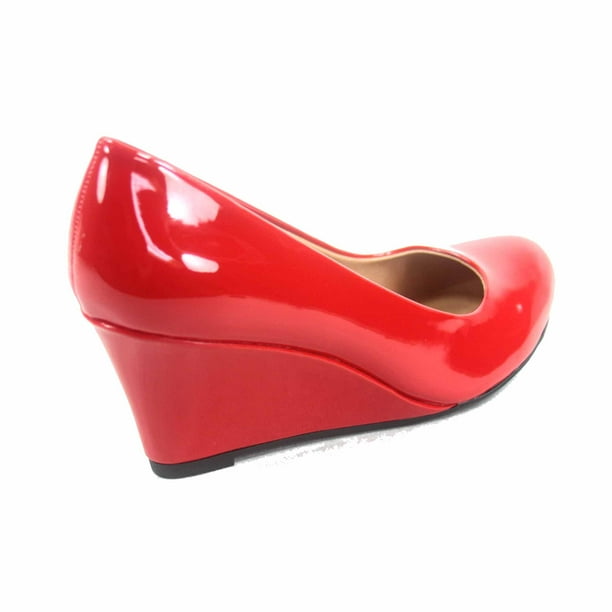 red high heel wedges