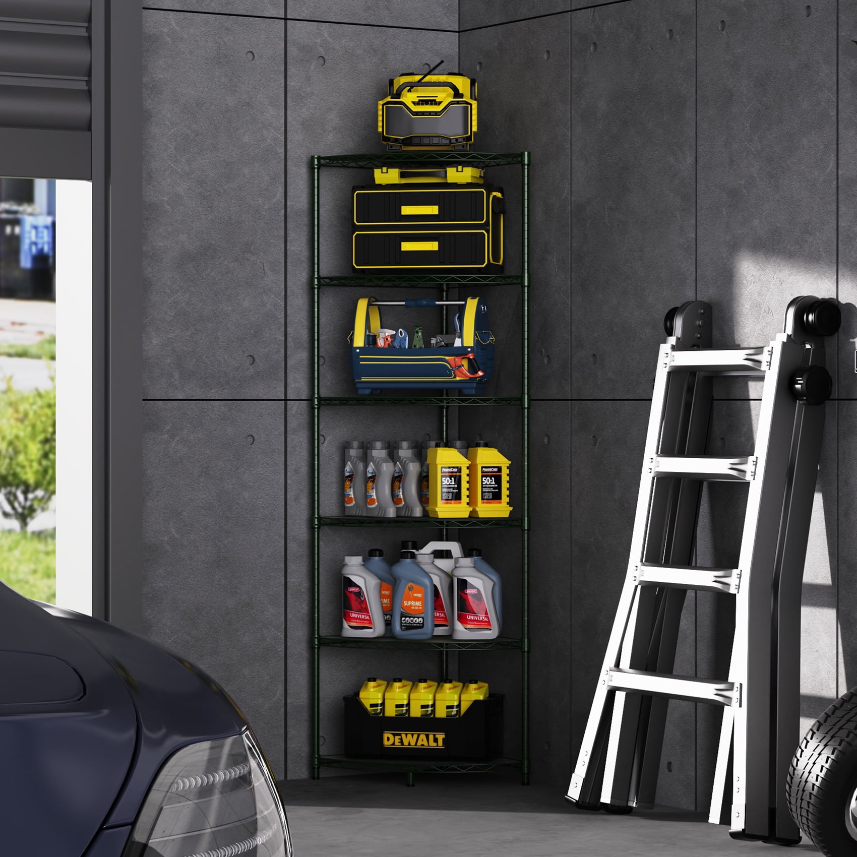 Miniyam 6 Tier NSF Metal Corner Shelf Wire Shelving Unit