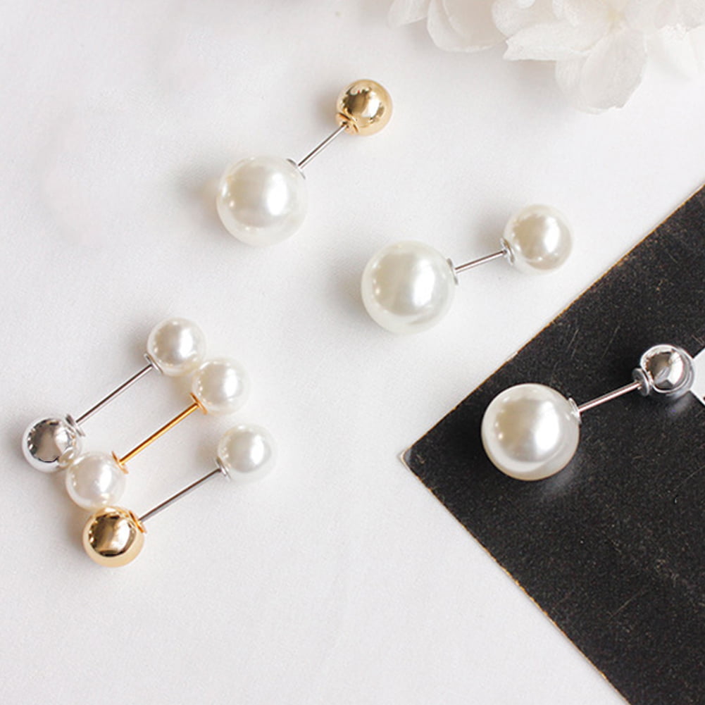 Faux Pearl Fashion 7cm Safety Pin Scarf Fashion Brooch Pin Jewellery Gold Silver 
