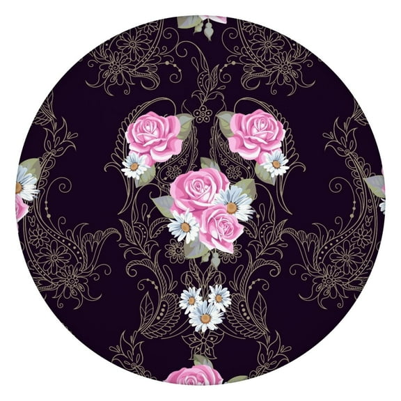 Round Elastic Tablecloth with Vintage Paisley Pattern - Waterproof, Windproof, Scratch-Resistant Fitted Table Cover for Outdoor Dining & Picnic