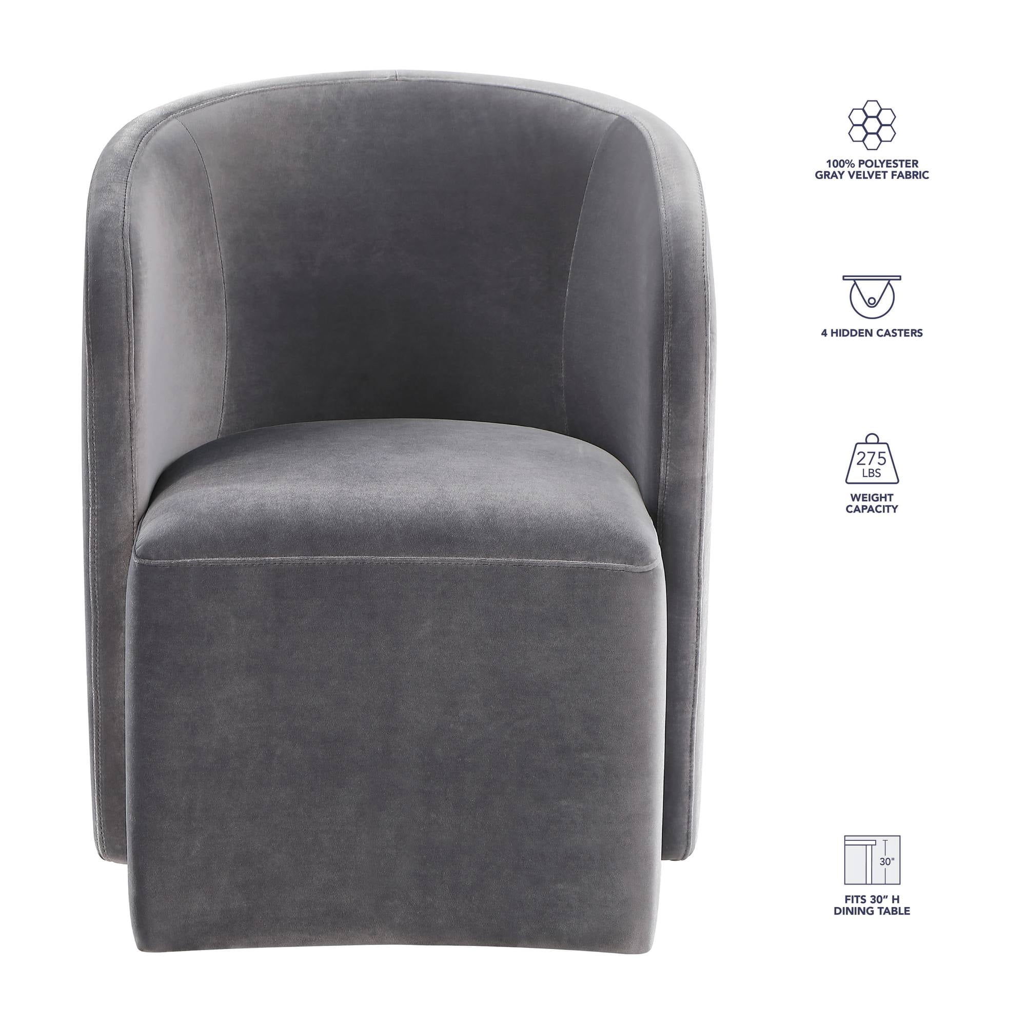 Steve Silver Annie Gray Velvet Barrel Chair with Casters