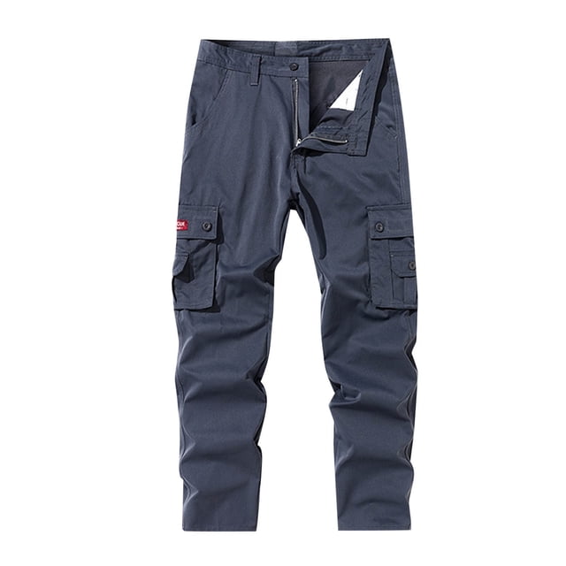 Diufon Men's Cargo Pants Casual Work Long Sweatpants with Multi Pockets Outdoor Hiking Button Tracksuit Pants