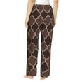 thumbnail image 3 of Fotbe Brown Gold Grid Women's Pajama Pants,Sleepwear Pants,Pj Bottoms Drawstring And Pockets-Large, 3 of 9
