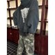 thumbnail image 4 of Nueva sudadera con capucha de algodón puro con cremallera y retazos informales holgados de estilo callejero con estampado de retrato de cara de cerdo ERD de alta calidad, 4 of 5