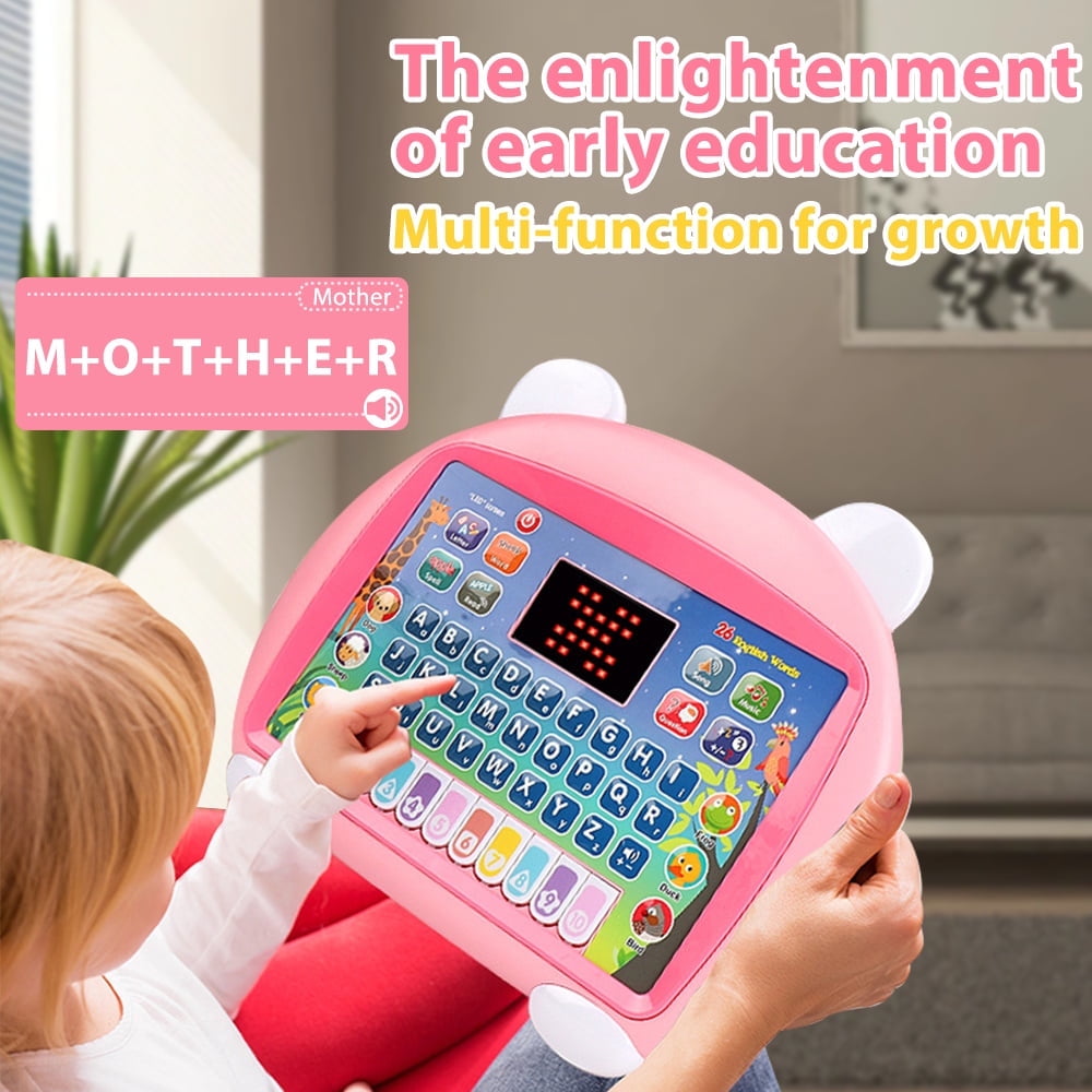 Baby Tablet Toy for 1 2 3 Years Old Boys Girls, Educational Kids Tablet Learning Pad with LED Screen, Interactive Toy for Numbers, Animals Maths, Christmas Birthday Gift for Infants Toddlers Kids