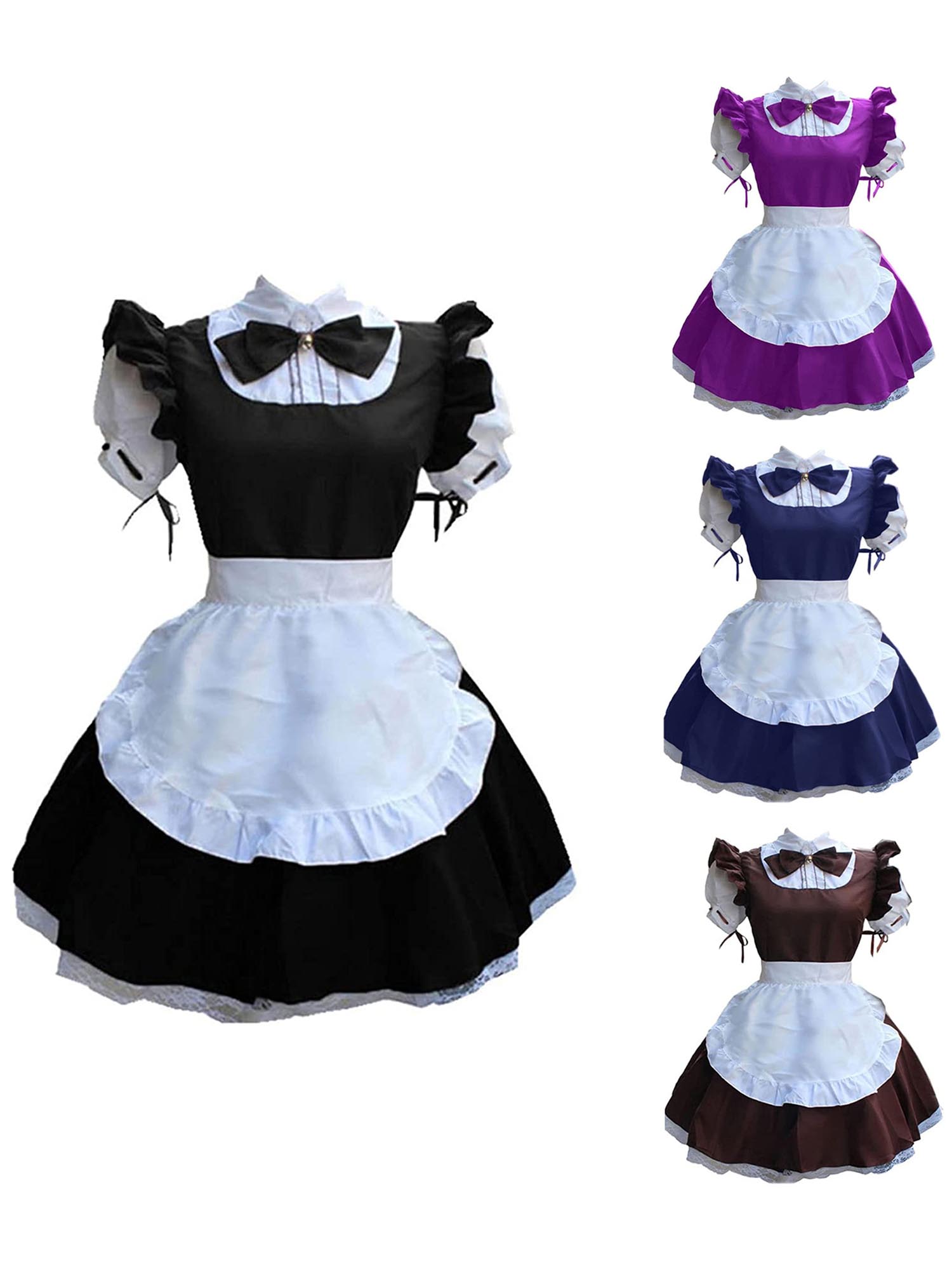 Cathery Women Anime French Maid Costume Cosplay Dress with Apron Cute  Lolita Mini Dress Sweet Maid Cosplay Plus Size - Walmart.com