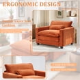 thumbnail image 4 of Sofa Chair with Ottoman,Gexpusm Oversized Upholstered Corduroy Sofa Chair with Cup Holders & USB Ports for Bedroom,Living Room,Small Spaces,Lounge Sofa Chair,Orange, 4 of 6