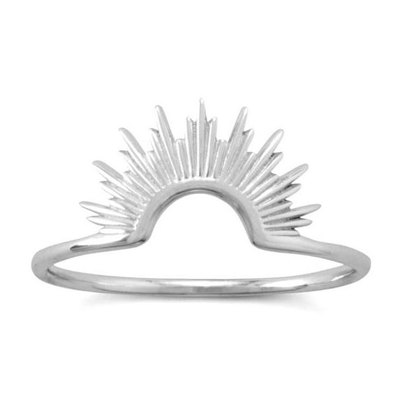 925 Sterling Silver Shiny Silver Sunburst Ring Sterling Intricate Sun Design a 1.2mm Wide Band Size 7 Ring for Women and