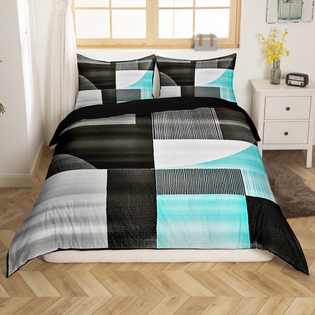 Erosebridal Modern Abstract Comforter Cover Toddler, Geometric Stripe Bedding Toddler Size, Minimalst Decor, Reversible 2 Pieces