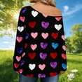 thumbnail image 4 of Mujeres de Manga Larga Tops de Moda Multi-Color Corazón Impresión Off-Shoulder con Mangas Acampanadas para la Fiesta Y las Vacaciones, 4 of 6