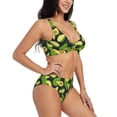 thumbnail image 2 of Kdxio Fresh Avocado Print Women's 2 Piece High Waisted Wrap Spaghetti Strap Summer Swimsuit Bikini Set-Large, 2 of 7