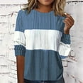 thumbnail image 3 of STETMN Women's Color Block Sweater Striped Crewneck Loose Pullover Top Knitted Long Sleeve Shirts, 3 of 6