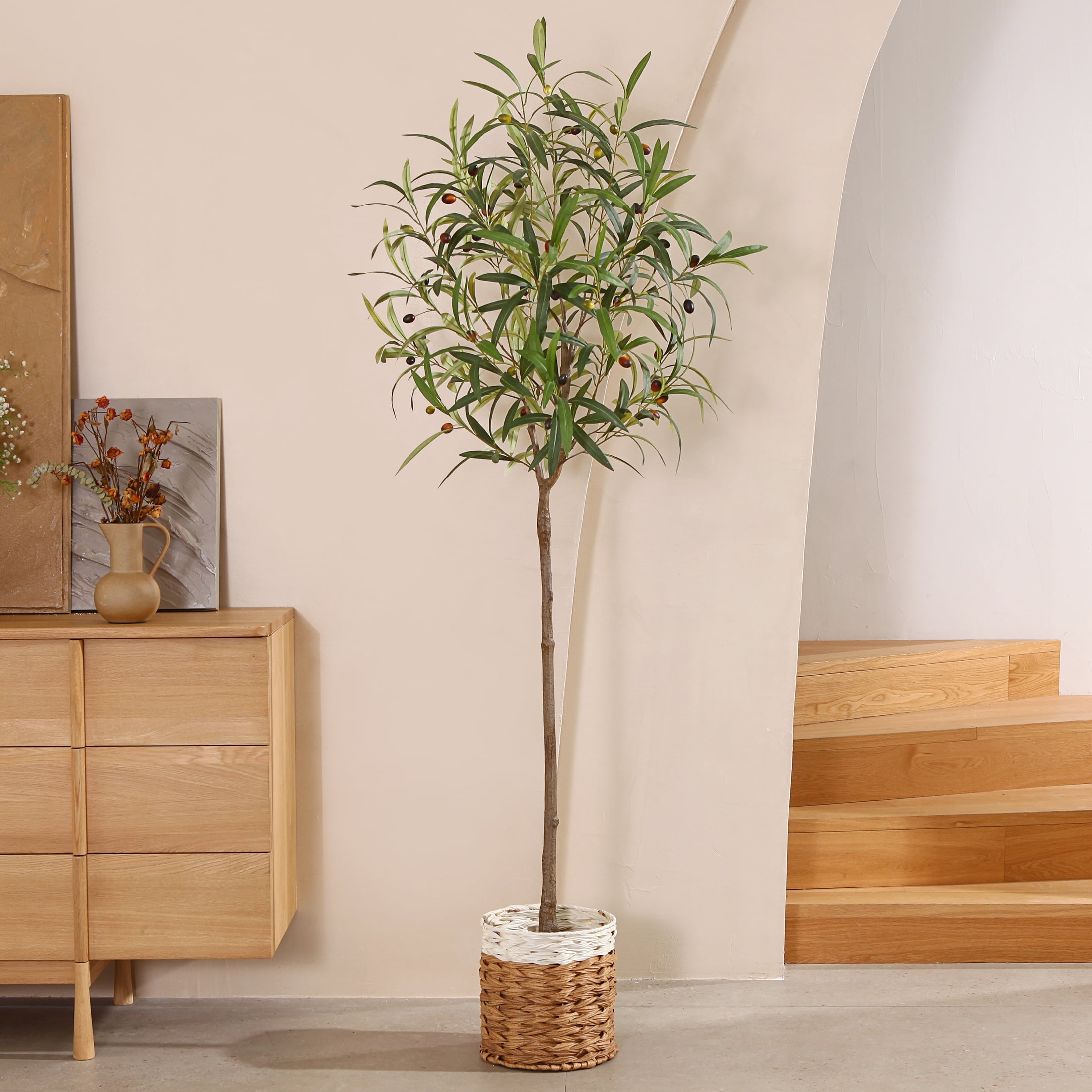 DR.Planzen Artificial Olive Tree 6FT Tall Fake Olive Plants Large Faux