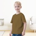 thumbnail image 4 of XinLfly Kids Girls Boys Short Sleeve T Shirt Casual Summer Solid Color Crewneck Basic Tees Shirt Tops Clothes,Brown, 11-12, 4 of 8