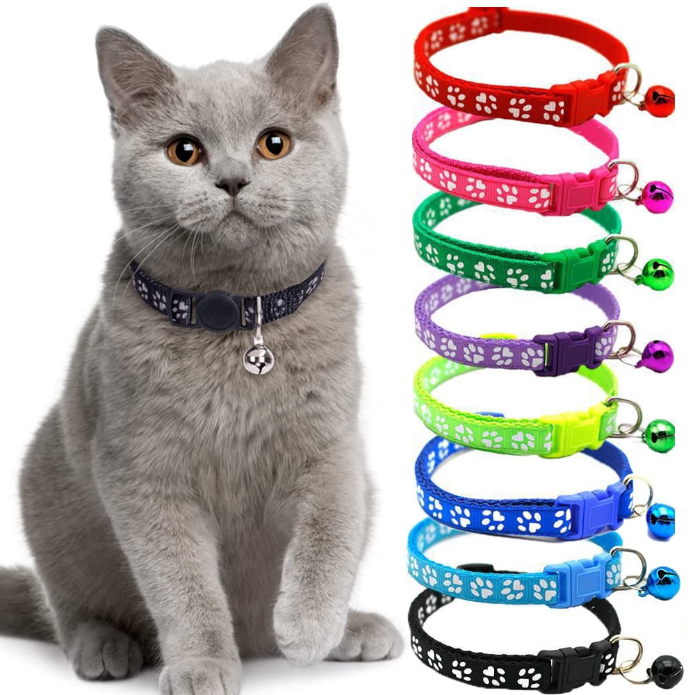 Kitten Collar with Bell, 2 Pack Breakaway Cat Collars with Safe Quick Release Buckle, Adjustable