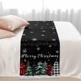thumbnail image 3 of Bed Runner Scarf for Queen Size Bed, Christmas Trees Beds Scarf Throws for Foot of Bedding, Black Xmas Tree Snowflakes Winter Decorative Beds Runners for Bedroom Guestroom, 83"x20", 3 of 8