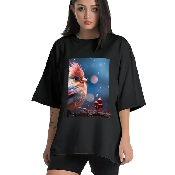 Plus Size Shirt for Women Black Tops for Women Short Sleeves Shirt for Women Red-Browed Bird 15 T Shirt Crewneck Shirt for Women XS