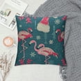 thumbnail image 2 of Christmas Pink Flamingo Throw Pillow Cover,Flamingo Christmas Hat Snowflakes Soft Square Cushion Case Covers Home Decor for Couch Sofa Bedroom Car Office  Pillowcases, 2 of 5