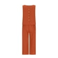 thumbnail image 5 of Jinhomg Travel Outfits for Women 2 Piece Cotton Linen Vacation Sets Casual Sleeveless Cropped Tank Tops and Wide Leg Capri Pants 2025 Summer Beachwear Orange M, 5 of 10