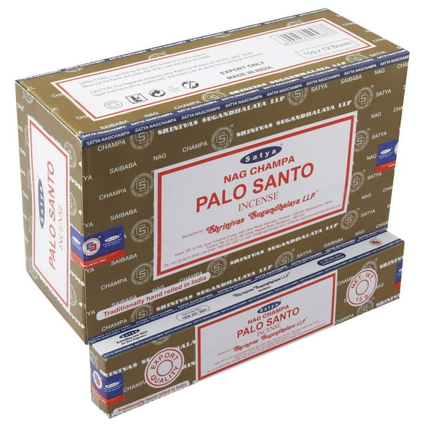 Incienso Satya Nag Champa Palo Santo, 180 g, 12 paquetes