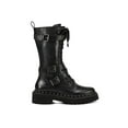 thumbnail image 3 of Vince Camuto Meterla Black Lace Up Mid Calf Toe Embellished Detail Combat Boot (Black, 6), 3 of 5