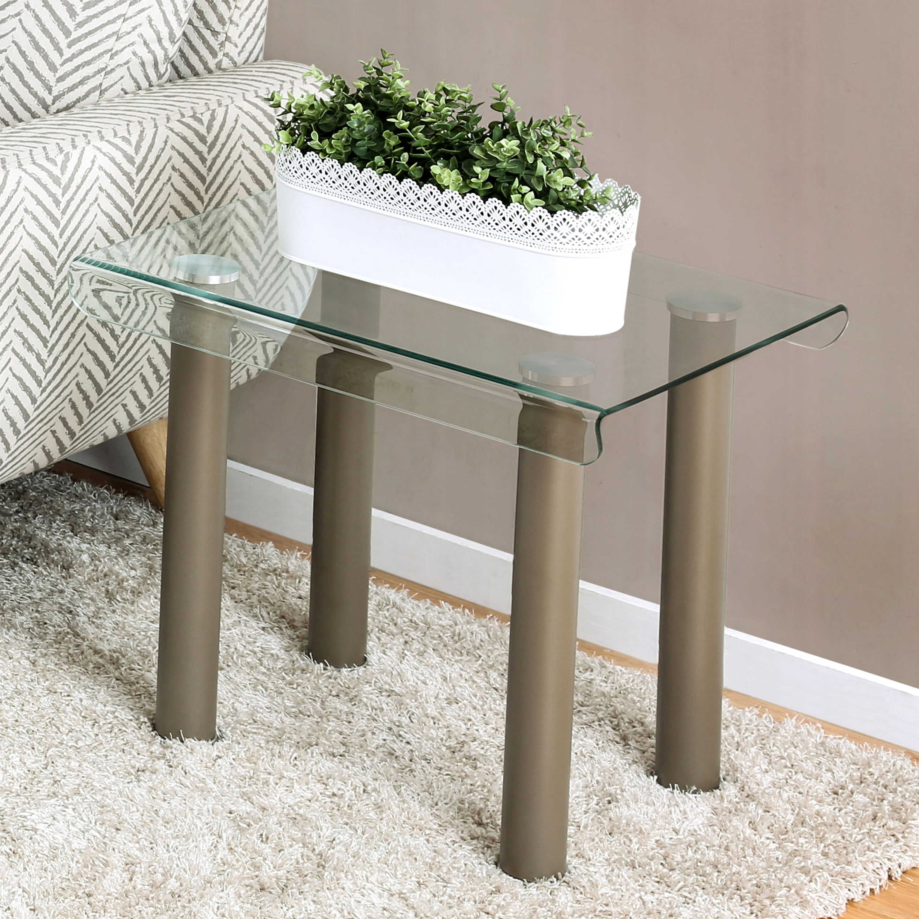 Furniture of America Ramey Contemporary 2-Piece Coffee Table Set, Champagne