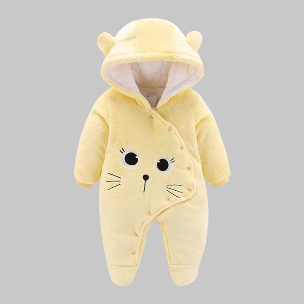Cowsor Newborn Baby Bear Outfit Girls Boys Winter Fleece Clothes Hooded Romper Set