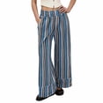 thumbnail image 1 of Fgnfyis Casual Wide Leg Pants for Women High Waist Flowy Trousers with Stripes Comfortable Loose Fit Wear for Everyday Elegant Outfits Blue S, 1 of 5